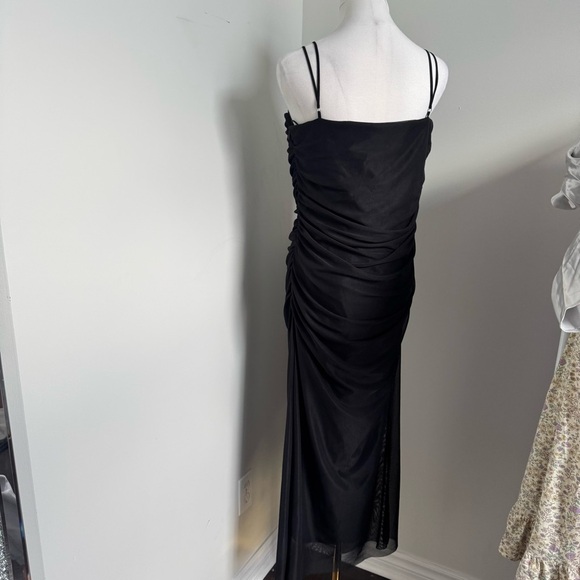 Zara Black Ruched Midi Dress NWT | Cocktail Evening Party Slip XL - Picture 8 of 10